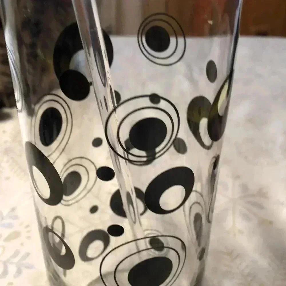 Vintage black circle martini pitcher.  9” tall